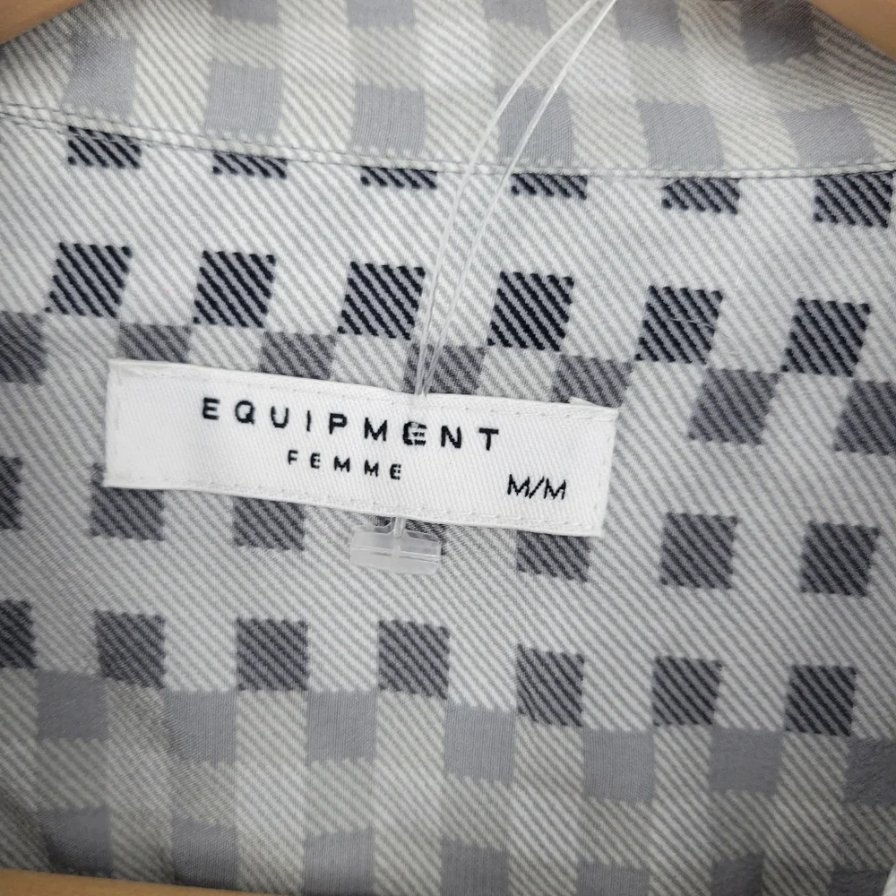 Equipment Femme silk button down shirt blouse top grey modern print geometric - Picture 4 of 8
